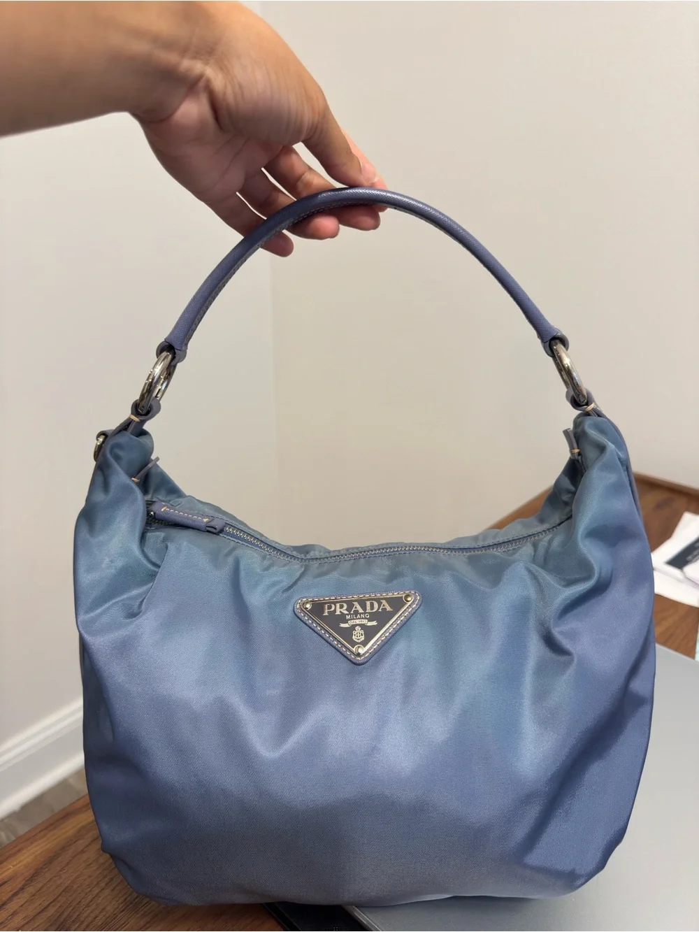 Authentic Vintage Y2K Prada Hobo Bag - Avio Blue- WITH Authenticity Card